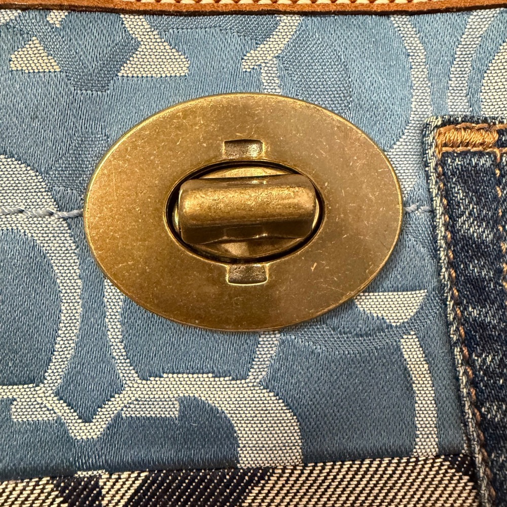 Coach Ergo Patchwork Hobo Women XL Blue Denim Suede Leather Bag 10809 - Picture 10 of 16
